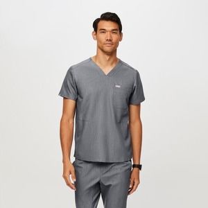Figs Men's Charcoal Grey Chisec Three Pocket‎ Scrub Top Size XS